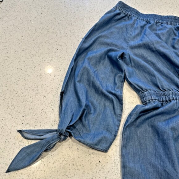 NEW Michael Kors Jumpsuit Size XL Blue Chambray Denim Wide Leg MSRP $179 NWT! - Picture 10 of 16